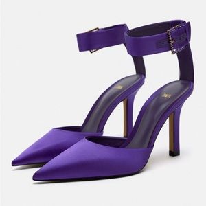 ZARA - Heeled Slingback Shoes - Purple